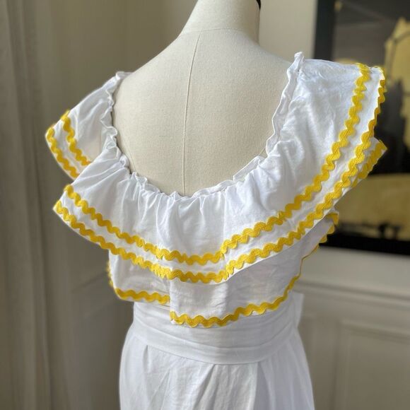 Lisa Marie Fernandez for Target Ric Rac Off The Shoulder Dress White Yellow XL - Picture 9 of 12